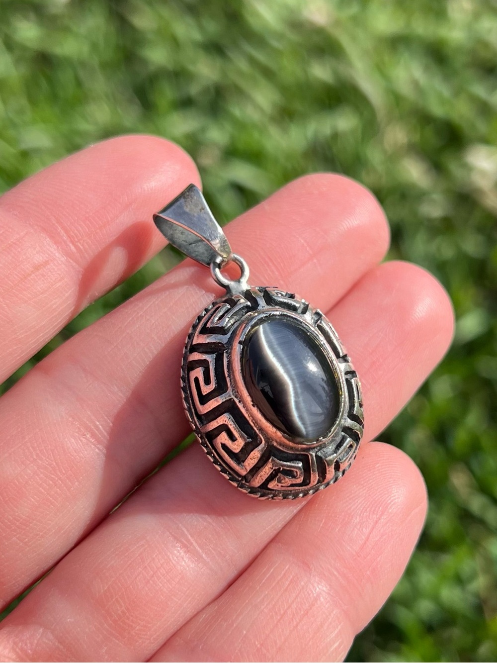 Sterling Silver & Black Pendant